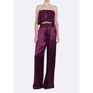 NEW NONCHALANT LABEL may strapless corseted bubble crop top in plum